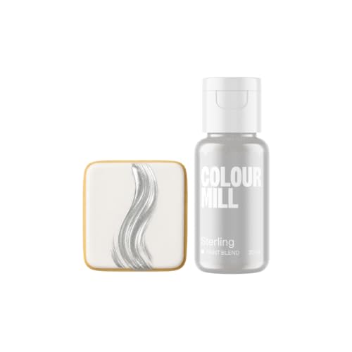 Image of Colour Mill Edible Food Paint - Vibrant Cake & Fondant Decorating Colors for Cookies, Chocolate, Royal Icing & Desserts 20 Milliliters - Metallic Sterling