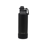 ケヴンハウン(Kevnhaun) スポーツボトル1.2L ブラック水筒 食洗機対応 抗菌 真空断熱 保冷 持ち運びに便利なカラビナ付 シリコンカバー付で置いても音が鳴りにくい 熱中症対策 KDS9141