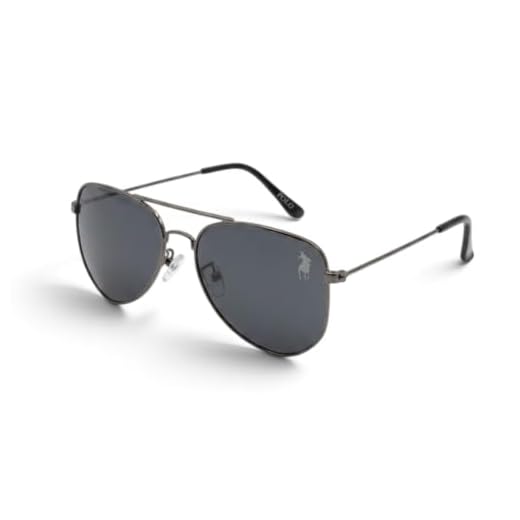 Óculos de Sol Aviador Unissex Polo London Club, Armação em Metal Stainless Stell (preto)