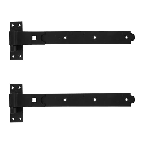 Merriway BH06853 Lot de 2 charnières de portail robustes avec crochet et bande coudée Noir 400 mm