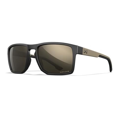 Wiley X WX Founder Sunglasses Safety Glasses for Men Shatterproof UV Eye Protection for Combat, Shooting Captivate Tungsten Mirror Lenses Matte Black & Tan Frames Cover