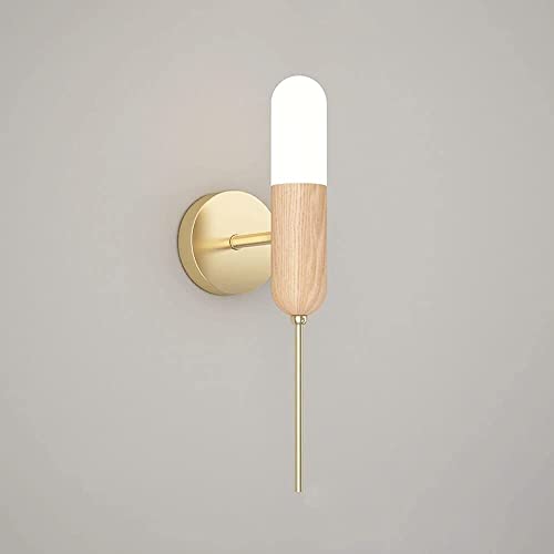 Aplique de pared LED para dormitorio WQHPLMD, lámpara de madera moderna decorativa de salón