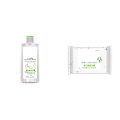 Kind To Skin Micellar Cleansing Water 200ml + Micellar Cleansing Wipes 25 pcs | Gently Removes Waterproof Makeup, Dirt & Impurities | Hydrates & Refreshes | For All Skin Types