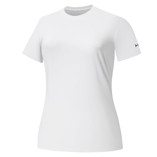 T-shirt UPF 50+ femme col rond anti-UV séchage rapide pêche