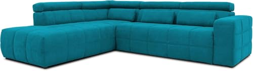 Domo. Collection Sofá esquinero Brandon con Respaldo en Forma de L, esquinero Acolchado, esquinero otomano Izquierdo, 275 x 228 x 98 cm, Color Turquesa