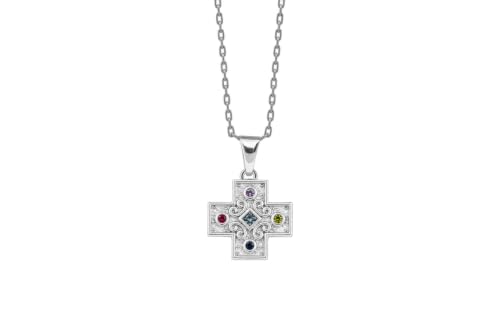 Pendentif croix byzantine en argent rhodié qui ne ternit pas