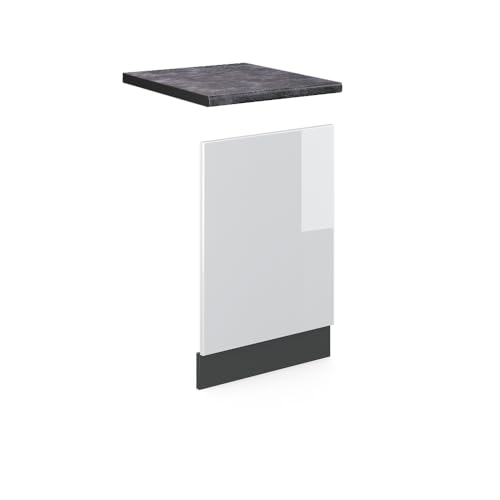 Vicco Façade R-Line, Blanc Haute Brillance, 45cm, PT Anthracite, pour Une Combinaison Libre au Sein de systèmes de Cuisine modulaires