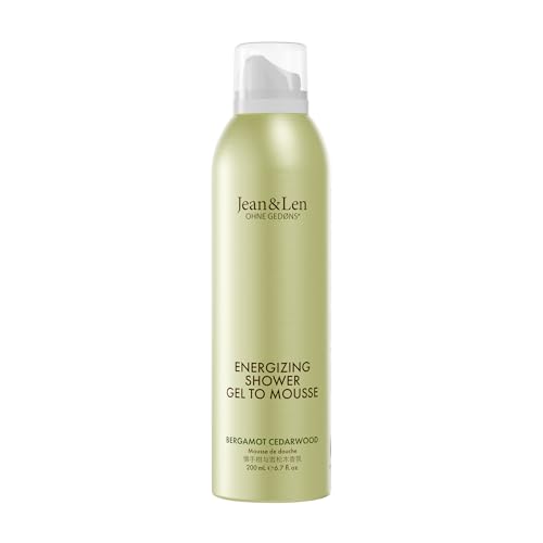 Jean & Len Energizing Shower Gel To Mousse Bergamot & Cedarwood, mit Mandel-, Jojoba- & Babassuöl, für ein duftendes Reinigungserlebnis, für normale Haut, Duschschaum, ohne Silikone, 200 ml