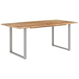 vidaXL Solid Acacia Wood Dining Table Kitchen Dinner Black/Silver Multi Sizes
