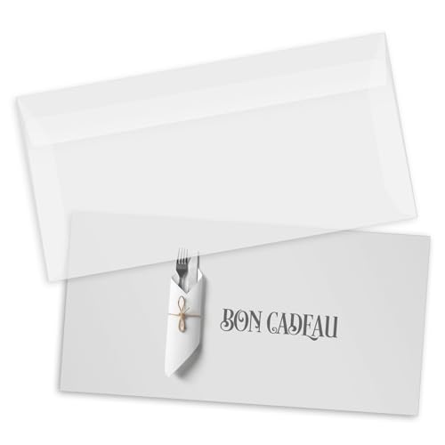 Bons cadeaux POS BON élégants de style gastronomie avec enveloppe
