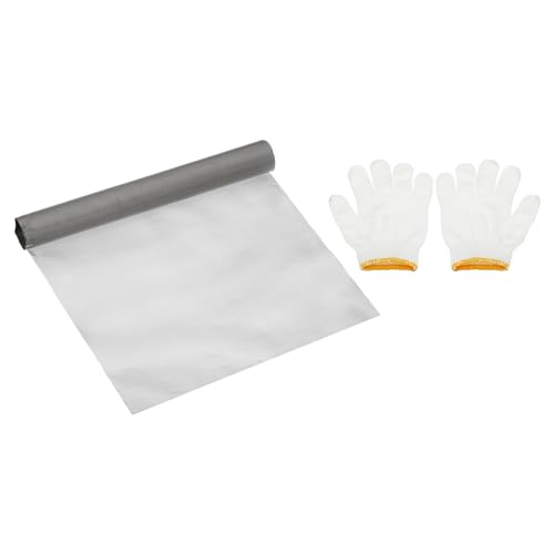 PATIKIL 40L x 16W Woven Wire Mesh, 350 Mesh 304 Stainless Steel Air Vent Filter Screen with Gloves for Window Security Vent Cover Filtration Animals Fence