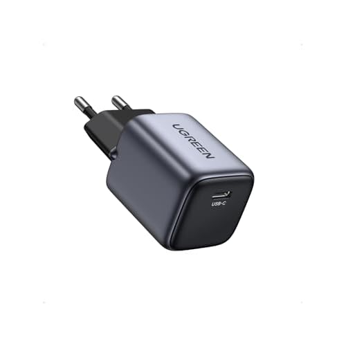 UGREEN Nexode 30W Cargador USB C GAN para Google Pixel 7/6A, Enchufe Compatible iPhone 16 Plus Max/15/14/13/12, iPad Pro/Air/Mini, Galaxy S23/S22/S21 Negro,dji Azul