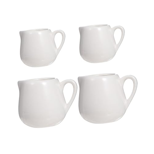 NAMOARLY 4Pcs Ceramic Milk Jug with Handle for Coffee Shops Desserts and Sauces Elegant Holder for Easy Pouring