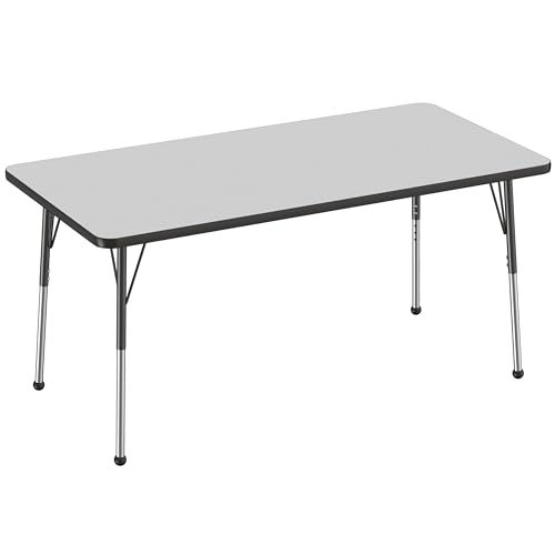 FDP 30" x 60" Rectangle Table with Ball Glide Legs - Gray/Black