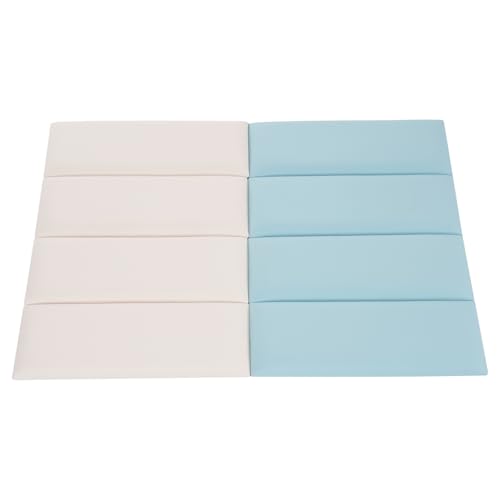 fjihfdb 8Pcs 3D Wall Padding for Kids Peel and Stick Headboard Sponge for Baby Safety and Wall Protection White and Blue