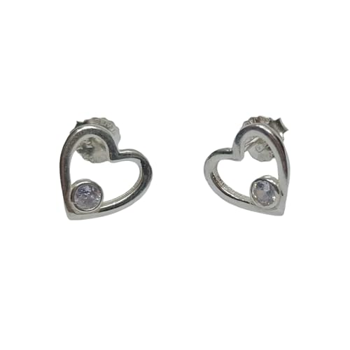 Boucles d'oreilles argent 925 cœurs et cristaux brillants pour femme avec fermoir sécurisé