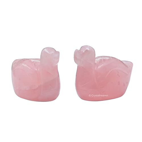 Image of Mandarin Ducks Pair for Love - Rose Quartz Crystal Ducks for Vastu, Pooja, Meditation, Yoga and Room Office Home Decor (150-200 Gram, Rose Quartz)