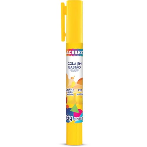 Cola Bastão em Caneta, 6g, Branca, Display com 12 Unidades, Acrilex