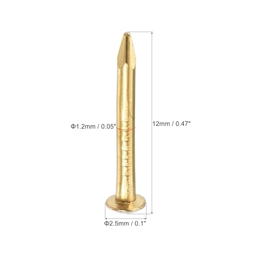 uxcell Clavos Pequeños de Latón 1.2mm x 12mm (DxL) para Accesorios de Cajas de Madera DIY 200 piezas miniatura 3