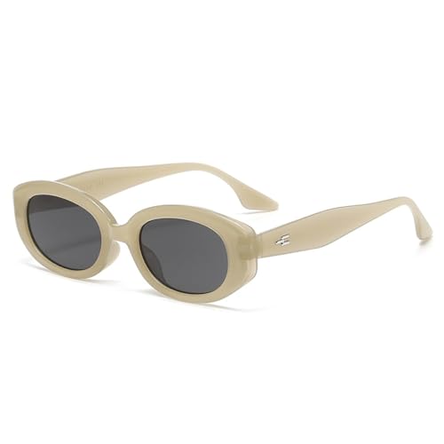 Lunettes de soleil ovales rétro LVTFCO Jelly Grey tendance pour femme et homme