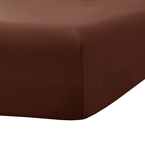 Image of Ghooss Deep Pocket Fitted Sheet,Brown Full Fitted Sheet Only,Hotel Luxury 1500 Bedding - Wrinkle, Fade and Stain Resistant-1 Pack,Brown,Full