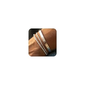 Mens Bracelet, Dainty Silver Plated Bracelets for Men Non Tanish Fashion Mens Jewelry Simple Cuban Snake Rope Link Bangle Chain Bracelet Mens Accessories 6.5/7/7.5/8/8.5/9 In