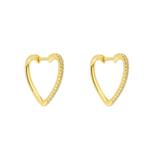 Boucles d'oreilles cœur argent anti-allergie plaqué or avec zircons brillants
