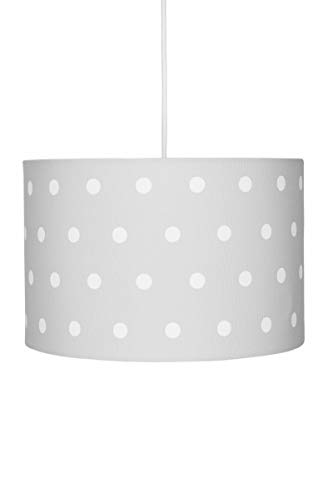 Deckenlampe Kinderzimmer Hängelampe Pendelleuchte, Jungen und Mädchen, Motiv Punkte, 30x20 cm, Farbe Silbergrau Cover