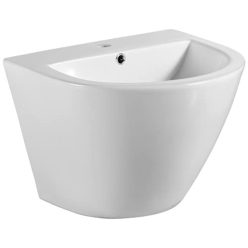 Lavabo Mural Cerámico Blanco Suspendido | Lavamanos de Baño Redondo