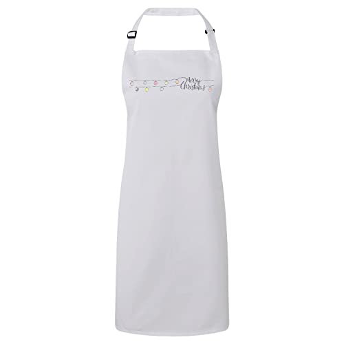 Tablier cuisine blanc Merry Christmas protéger vêtements réveillon Noël