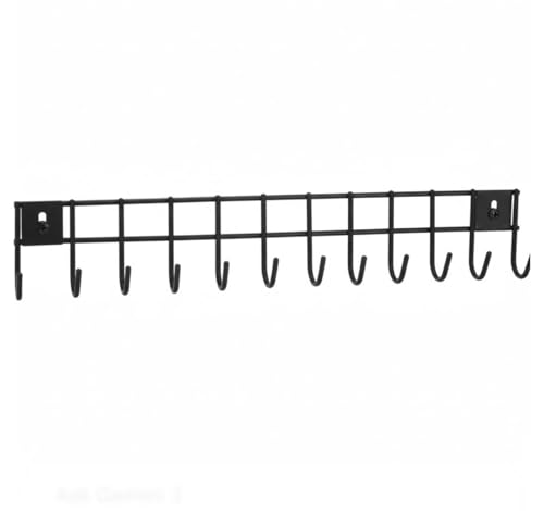 Image of 12 Hooks Wall Mounted Kitchen Utensil Hanger Rack | Heavy Duty Metal Storage Holder for Cooking Tools, Pans & Accessories | Space Saving Organizer for Kitchen & Bathroom (Black, 3 Pc)