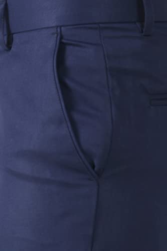 Image of MALENO Men's Slub Effect Solid Trouser | Classic Slim Fit Formal Trousers for Men | Slim Fit Trousers for Men