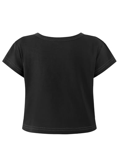 Image of Noomelfish Girls Short Sleeve Crop Tops Kids Summer Dance Cropped T-Shirts (5-14 Years)