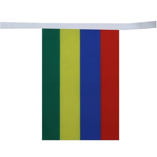 Image of AZ FLAG Mauritius 6 meters BUNTING Flag 20 flags 9'' x 6'' - Mauritian STRING flags 15 x 21 cm