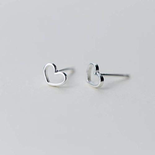 TYERY Boucles D'Oreilles en Argent S925, Boucles D'Oreilles Coeur Creux Coréennes, Boucles D'Oreilles Coeur Mignon Et PetitUne paire, argent 925