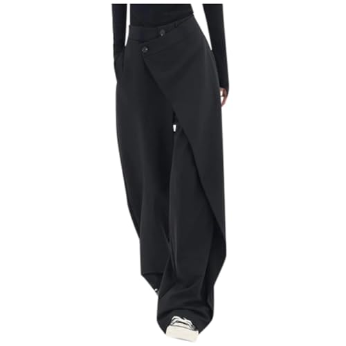 Minimalist Commuting Suit Pants with Irregular Splicing Design Straight Leg Wide Leg Pants Loose Street Pants3