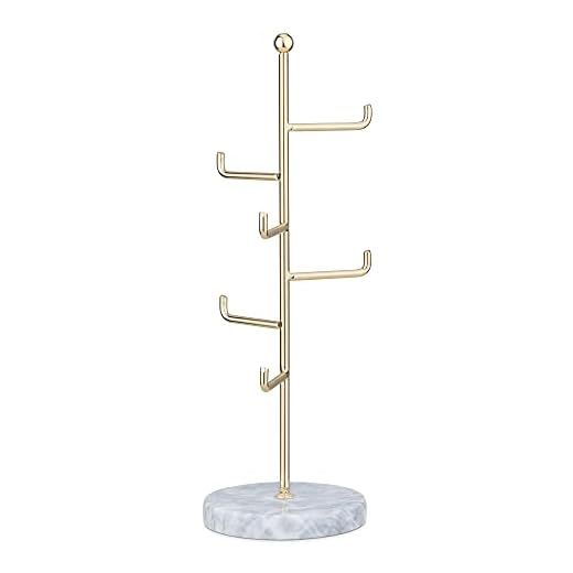 Navaris Schmuckständer aus Marmor und Metall - Schmuckbaum für Ketten Ohrringe Ringe - Deko Schmuck Aufbewahrung - Schmuckhalter Ständer