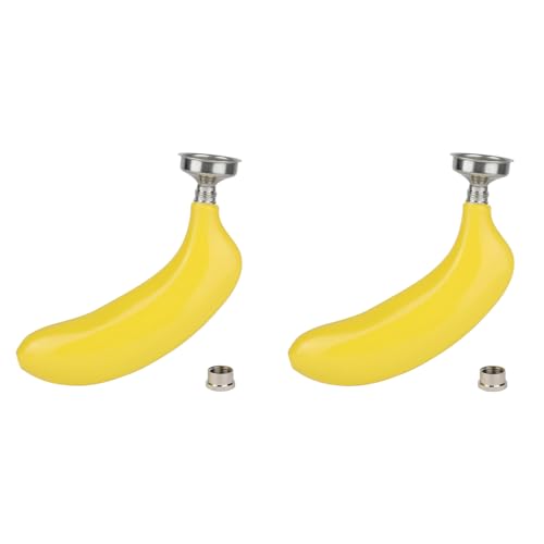 Zerodis Botella De Vino De 2 Piezas, Olla De Accesorios Para Bar Para Mini Plátano En Forma De Fruta De Acero Inoxidable Botella De Alcohol De Vino De 5 Oz Botella Coctelera Juego De