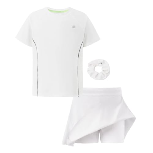 PATPAT Girls Sports Set, Quick-Dry UPF Tee & Bamboo Skort, Flowy Athletic Outfit for Tennis & Outdoor Play, Size US8/S3