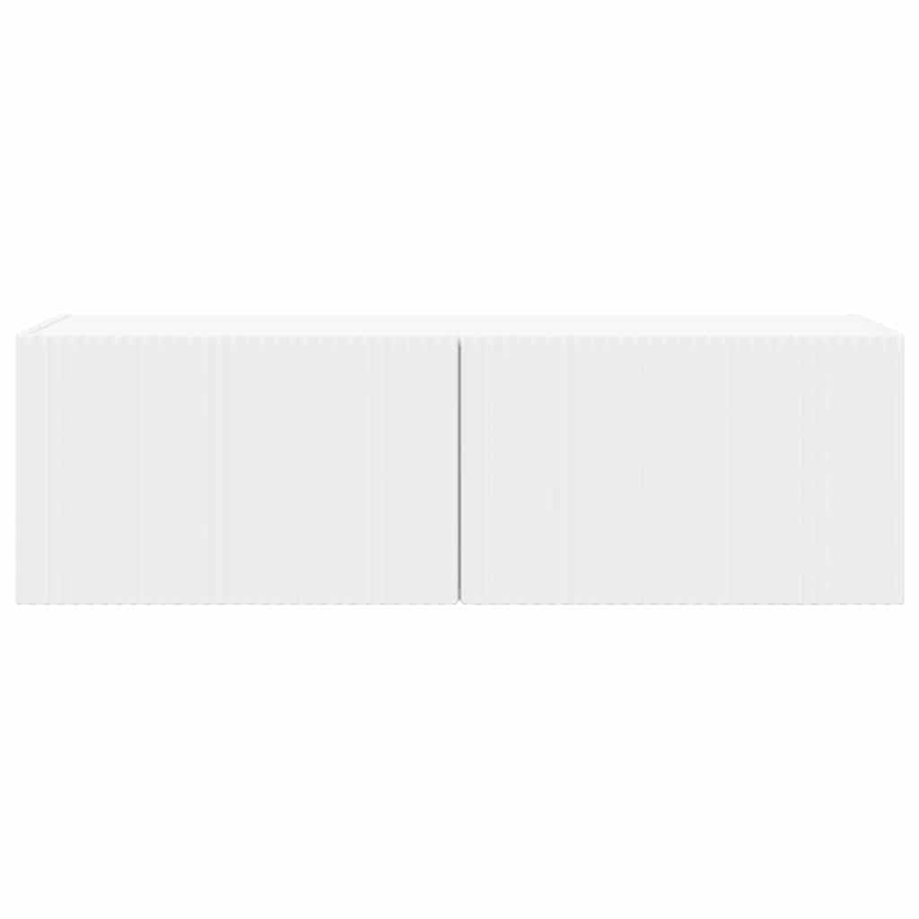 Nowoczesna szafka ścienna pod telewizor biała, 98 x 31 x 29,5 cm, materiał drewnopochodny, unoszące się centrum rozrywki do salonu, sypialni, minimalistyczny design