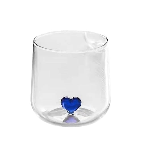 BORATO Occhiali Coppa Di Acqua Creativa Con Il Cuore Grazioso Rosa Regalo Delizioso Per Amanti La Colazione Latte Tazza Di Caffè Trasparente In Bicchiere Da Bere Trasparente-Blue,301-400Ml