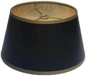 Upgradelights Black with Gold Shallow Tapered Drum Vintage Baldwin Bouillotte Lampshade (14 Inch)