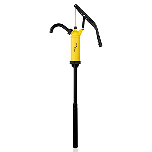 TERA PUMP - TRLVPOLY01 Polypropylene 55 Gallon Lever Action Drum Pump, Flow Rate Adjustable Pump for Various Viscosities, Telescopic Suction Tube Fits 15 to 55 Gallon Drums