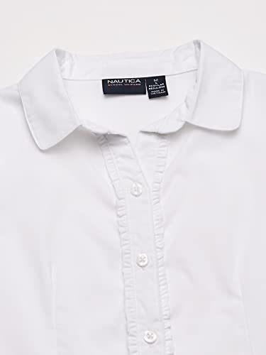 Nautica Girls' School Uniform Short Button Up Blouse, Ruffle Placket & Cap Sleeve2