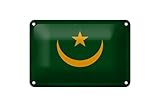FEMER Blechschild Flagge Mauretanien 18x12cm Mauritania Vintage Dekoration