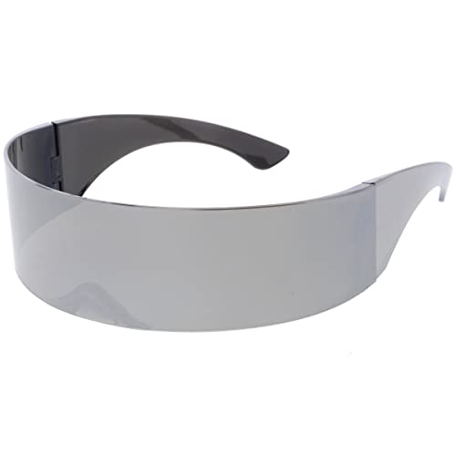 Image of zeroUV - 80s Futuristic Cyclops Cyberpunk Visor Sunglasses with Semi Translucent Mirrored Lens Shield Sunglasses