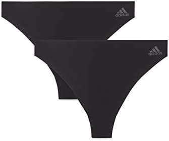 adidas womens Active Micro Flex Panty Underwear Thong Panties, 2x Black Forge Iron, Medium US