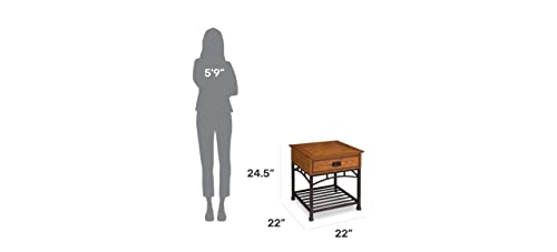 Modern Craftsman Distressed Oak End Table By Home Styles, Brown 22D X 22W X 24.5H In #TOP4