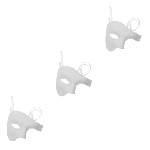 Masque Halloween demi visage un œil ABS blanc style rétro pour déguisement et cosplay