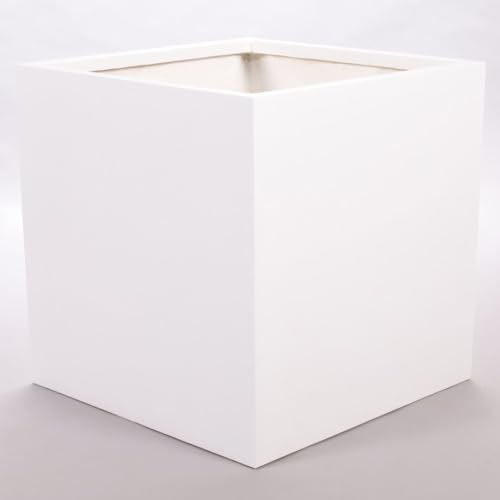 Elegant Einrichten Pflanzkübel, Blumenkübel Fiberglas quadratisch 70x70x70cm Perlmutt weiß.